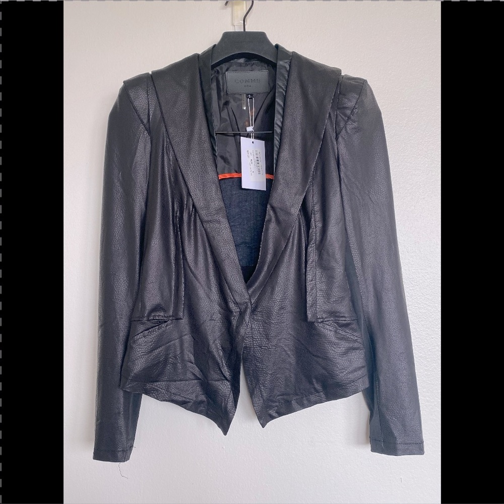 Comme Faux Leather Blazer